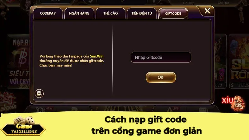 Cách nạp gift code trên cổng game đơn giản